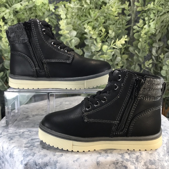 There Abouts Lil Conner Black Casual Hiker Boots with Combo Laces Boys 8M🖤NWT🖤 - Picture 4 of 12